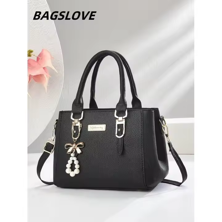 Bolso negro de moda para mujer, accesorios de bolas de piel ocns informales, moderno adecuado para uso diario Mochila de lujo de alta gama - 1