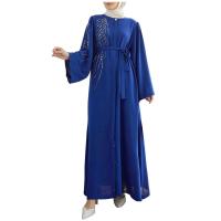 Y moda industria pesada rebordear Ig vestido de mujer elegante azul marino exquisitas túnicas musulmanas ropa de fiesta - details 1