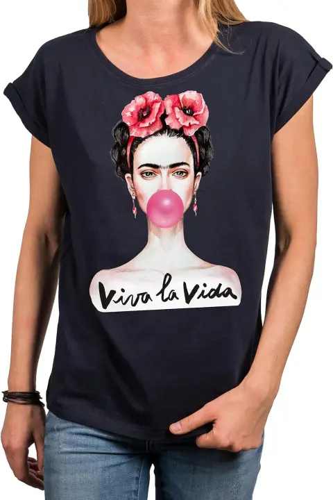 Camiseta Mujer Feminista - Frida con Chicle Viva La Vida T-Shirt - 1