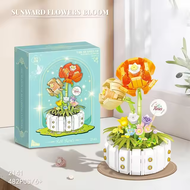 Juego de bloques de construcción de flores para niños, serie bonsái eterno, decoración de mariposas DIY, habitación, orquídea, planta en maceta, modelo, juguetes para niños - 1