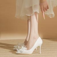 Nuevos tacones altos de las mujeres stiletto moda francesa temperamento boda novia zapatos de las mujeres blanco solo zapatos - details 7