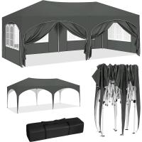 Carpa Gazebo 3x6m 6 Paredes Laterales Impermeable Protección UV 50+ Altura Ajustable Gris - details 7