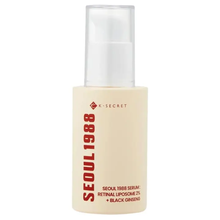 Suero KSECRET SEOUL 1988: Liposoma Retiniano 2% + Ginseng Negro, 30ml/1.01fl.oz |   58% Extracto de Ginseng Negro |   Suero retiniano, Bakuchiol, vitamina C y 3 péptidos para el cuidado de las arrugas |   Cuidado de la piel coreano |   Seúl1988 - 1