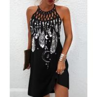 Vestido casual sin mangas con cinturón de malla y estampado étnico de nueva temporada primavera-verano 2025 para mujer - details 4