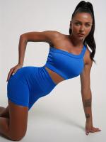 Sujetador Deportivo Para Correr De Un Hombro, Color Sólido De Secado Rápido Acanalado Transpirable, Entrenamiento De Yoga y Fitness - details 18
