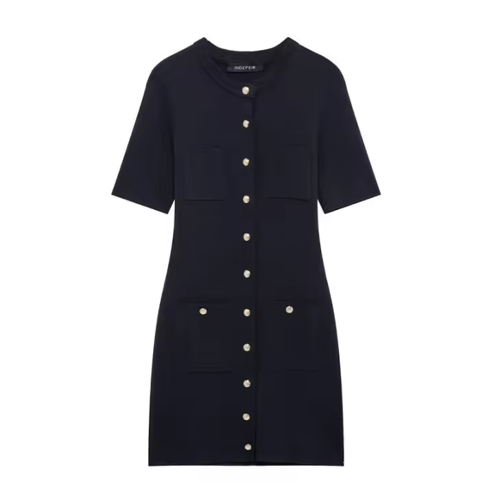 Mini vestido de punto clásico para mujer nuevo estilo hecho a mano - 1