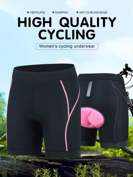 Pantalones cortos de ciclismo con amortiguación de silicona, pantalones cortos de bicicleta de alta elasticidad que levantan los glúteos, ropa deportiva para mujeres - 1