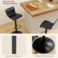 2 Taburetes Altos de Cocina Sillas Altas de Cocina Giratorias con Respaldo y Altura Ajustable Carga 120 kg para Bar Salón - details 2
