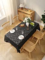 Mantel floral Ense negro, diseño estampado para cocina, salón, mesa de comedor, decoración, fiestas y eventos - details 9