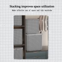 Cajas De Almacenamiento Con Manijas De Tela Houndstooth Gran Capacidad Organizador Para Ropa Y Edredones Cajas Para Organización Del Hogar - details 8