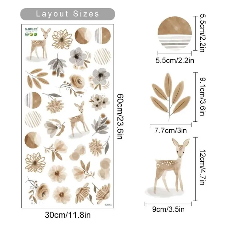 Calcomanías de vinilo de acuarela para guardería de animales del bosque, dibujos animados bohemios, decoración Interior del hogar para habitación de niños y niñas - 1