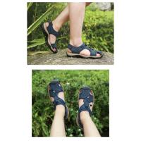 Sandalias cómodas de verano para hombre, zapatos informales de playa y exterior, antideslizantes, de tacón plano, de cuero - details 18