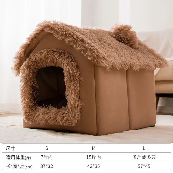 Perrera mediana para perro, casa de interior suave y cómoda para cachorros, cama extraíble para perros pequeños, cueva cálida para invierno, esterilla portátil para dormir para mascotas - 1
