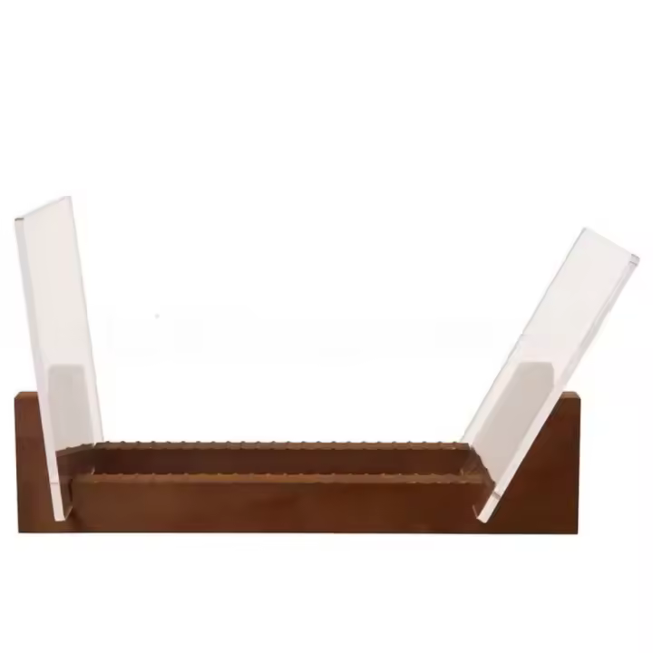 Soporte plegable para almacenamiento de discos, estante de madera para CD con extremos acrílicos transparentes hechos a mano, soporte de exhibición de escritorio de gran capacidad, mesa de centro - 1