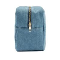 Bolsa de cosméticos de tela vaquera azul de 4 tamaños con cremallera, bolsa de almacenamiento de viaje Vintage, organizador de papelería, bolsa de maquillaje de Color sólido para mujer - details 9