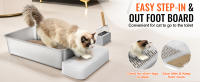 SucceBuy XL Caja de arena para gatos, caja de arena para gatos de acero inoxidable extra grande con pala, cerrada sin olores, lados altos, 6 pulgadas de profundidad, fácil de limpiar para gatos grandes - details 2