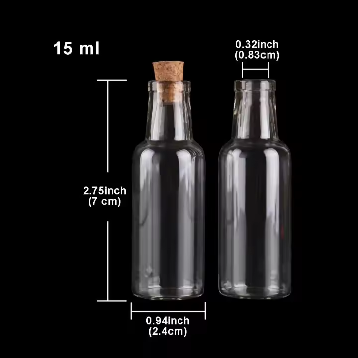 Botellas de Vidrio Pequeñas con Tapón de Corcho 12 Piezas por Lote Ideal para Arte DIY, Boda Favoritos Suministros de Artesanía - 1
