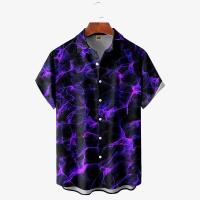 Camisas Hombres, Vintage 3D Moda Red Flame Hawaiian Summer, Camisa de manga corta de gran tamaño para hombres 2023 - details 12