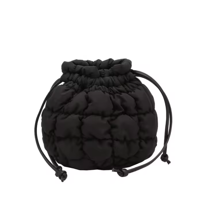 Dulce bolso de cubo con cordón de estilo coreano, bolso de rejilla, pequeño bolso cruzado, bolso para teléfono móvil, bolso de hombro de nailon de Color sólido, viaje - 1