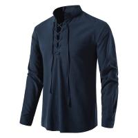 Nueva blusa informal para hombre, Tops de lino y algodón, camiseta de manga larga, camisas de Yoga Vintage con tapeta inclinada para primavera y otoño - details 21
