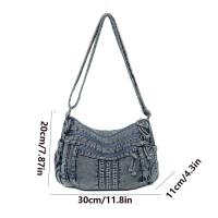 Bolso cruzado Retro vaquero de tela vaquera con cremallera de alta capacidad para mujer, bolso para axila, bolso de lona con correa ajustable, ropa informal - details 0