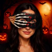 Máscara de ojos para Halloween, parche para ojos, Cosplay, puesta en escena, máscara de mano de calavera de Halloween, accesorios divertidos para fiesta, máscara de media cara para Cosplay - details 5