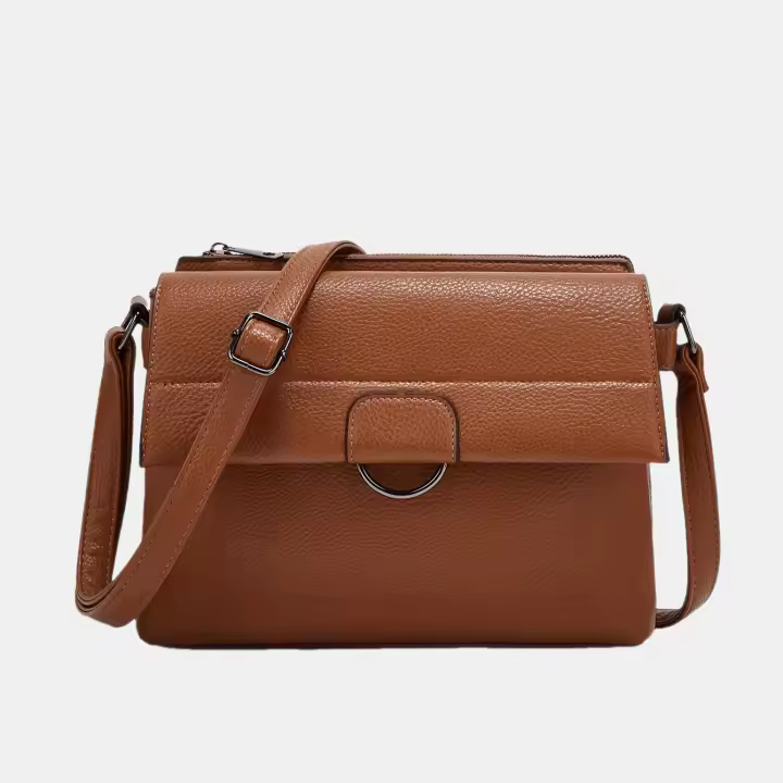 Bolso bandolera de gran capacidad para mujer con cierre de cremallera - Bolso de hombro convertible elegante, correa ajustable, disponible en marrón/beige/negro/caramelo - Bolso formal y diario de cuero sintético para mujer, bolso bandolera, accesorio de - 1