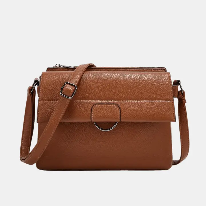 Bolso bandolera de gran capacidad para mujer con cierre de cremallera - Bolso de hombro convertible elegante, correa ajustable, disponible en marrón/beige/negro/caramelo - Bolso formal y diario de cuero sintético para mujer, bolso bandolera, accesorio de - 1