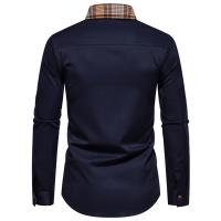Camisa de Hombre con Diseño a Cuadros y Contraste Camisa Casual de Manga Larga para Trabajo y Negocios Camisa Formal para Boda y Uso Diario Material Exterior de Poliéster - details 3
