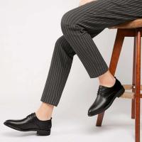 Zapatos formales de cuero informales para hombre, antideslizantes de goma sólida, suela suave y cómoda, fibra ultrafina de negocios - details 9