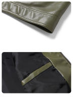 Chaqueta de cuero con cuello alto para hombre, Tops Retro a prueba de viento a la moda, abrigos informales transpirables y cómodos, color sólido, otoño e invierno - details 7