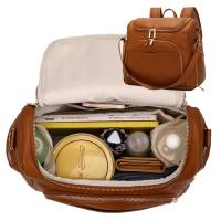 Mochila para pañales de cuero PU + cambiador + correas para cochecito + bolsa aislante + bolsa de cosméticos - details 2