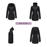 Chaqueta larga acolchada con capucha para mujer, abrigo ligero resistente al agua - details 8