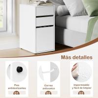 Mesita de Noche con 3 Cajones de 2 Tamaño,Mesa Auxiliar 30x40x60 cm, Mesita Blanca para Cama, Cómoda con Espacio de Almacenamiento, para Dormitorio, Salón y Estudio, NTS17ws-2 - details 4