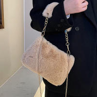 Bolso de mano de felpa con cadena pequeña, bandolera cuadrada de piel sintética, bolso de hombro esponjoso y cálido para compras, Otoño e Invierno - details 13