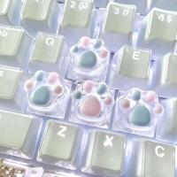 Teclado técnico, tecla de resina, almohadilla con patas de gato, retroiluminación transparente, RGB, WASD, flecha, tecla ESC, dibujos animados, OEM, XDA, perfil de cereza, interruptor Mx - details 1
