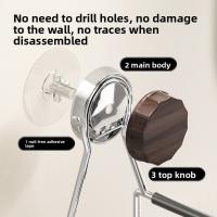 Estante para secador de pelo montado en la pared, estilo ventosa, estante de almacenamiento con ventosa para ahorrar espacio, aspecto de madera ajustable - details 7