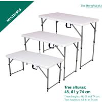 Mesa de Campo Ajustable y Portátil 120*60*48/61/74cm Capacidad de 4 Personas Uso Interior/Exterior - details 5