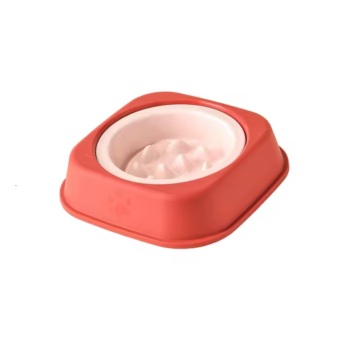 Plato de comida para mascotas, comedero lento antiasfixia para perros, cuenco de cerámica antideslizante para mascotas, bandeja de comida para gatitos de Color sólido para interiores - 1