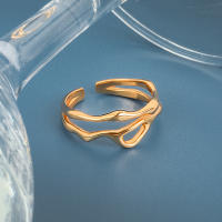 LIVVY-Anillo geométrico de doble línea hueca Irregular para mujer, Color plateado, diseño único Simple, joyería ajustable a la moda - details 5