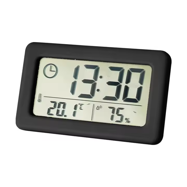 Reloj despertador Digital temperatura de escritorio LCD termómetro Digital higrómetro de escritorio calendario de fecha y hora con pilas - 1