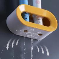 Soporte para cepillo de dientes eléctrico montado en la pared, soporte para cepillo de dientes autoadhesivo que ahorra espacio, drenaje rápido desmontable - details 1