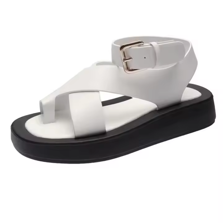 Sandalias de mujer Verano Color sólido Cómodo Zapatos de playa Sandalias de mujer de fondo grueso Antideslizantes - 1