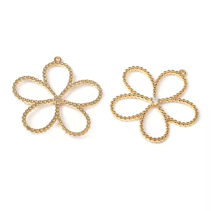 6 uds. Colgantes de latón y circonita de Color dorado de 18K, fabricación de joyas de alta calidad, collar, pendientes, accesorios para mujer - 1