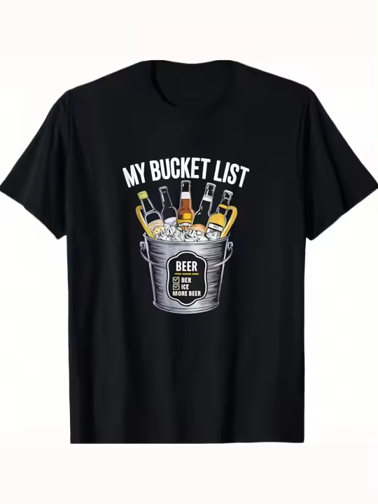 Camiseta divertida con diseño de cubo para beber cerveza, regalo para papá, manga corta con cuello redondo suave y cómoda, 230g - 1