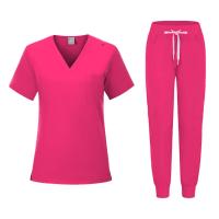Muchos colores, conjuntos de uniformes para enfermería con cuello en V para mujer, uniforme médico morado menta, pantalones de pierna para correr, conjuntos de enfermeras médicas - details 4