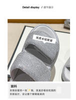 Zapatillas de mujer de suela gruesa de alta gama para uso al aire libre, nuevo estilo de verano con diamantes de imitación, plataforma completa - details 4