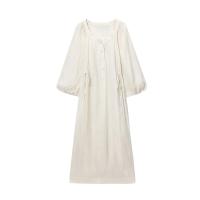 Vestido casual largo sencillo y cómodo con diseño de lazo en la cintura, estilo versátil para el día a día, PB&ZA2025basic, ropa de mujer. - details 1