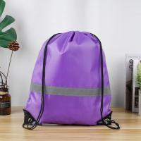 Mochila de gimnasio con cordón y rayas reflectantes, bolso de hombro deportivo de nailon de Color sólido de poliéster 210D, plegable, combina con todo - details 12