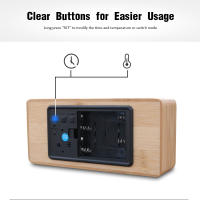 Reloj despertador de madera con luz nocturna, pantalla LED, espejo, reloj Digital de temperatura, reloj electrónico, mesa, Control de sonido, escritorio Digital - details 5